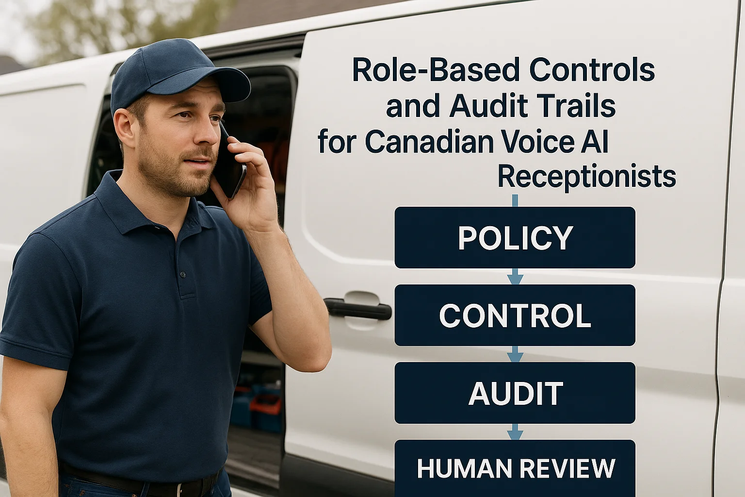 Governance layers illustrating Voice AI receptionist controls