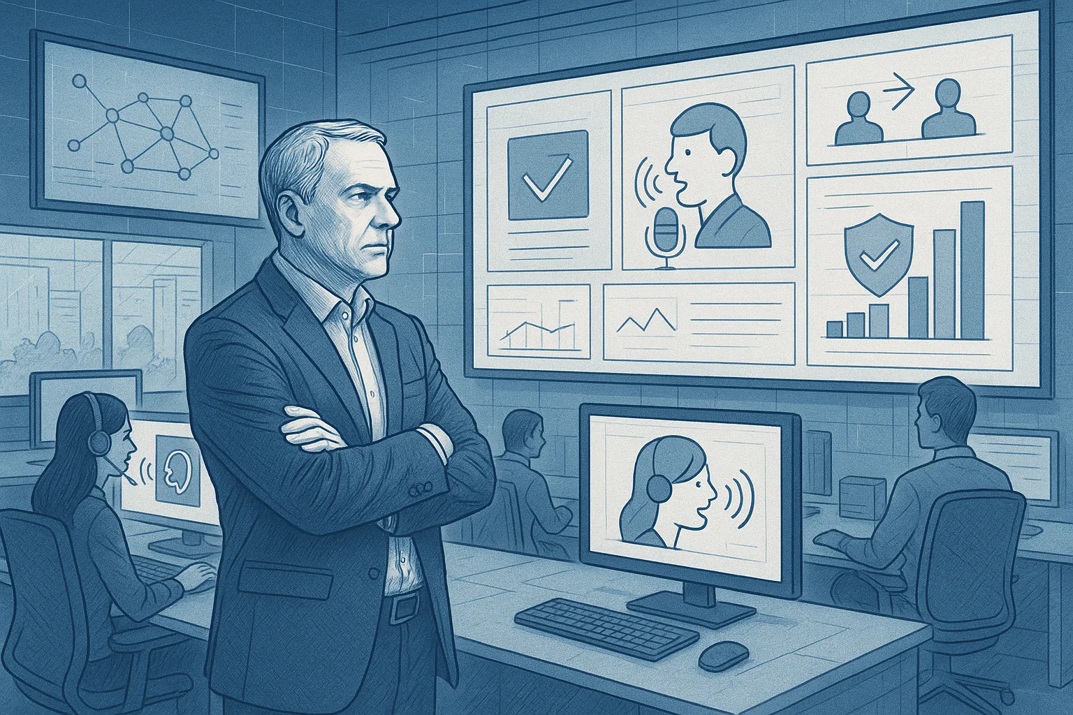 Executive operations visual illustrating Acceptance criteria Voice AI