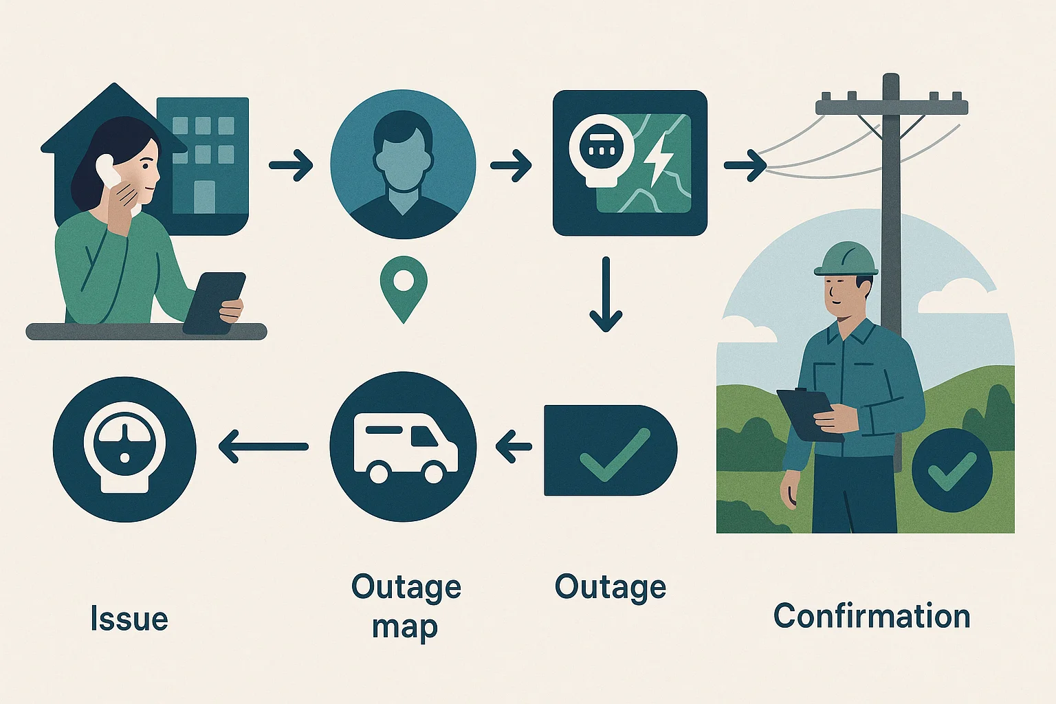 Utility request workflow illustrating Voice AI operating model utilities