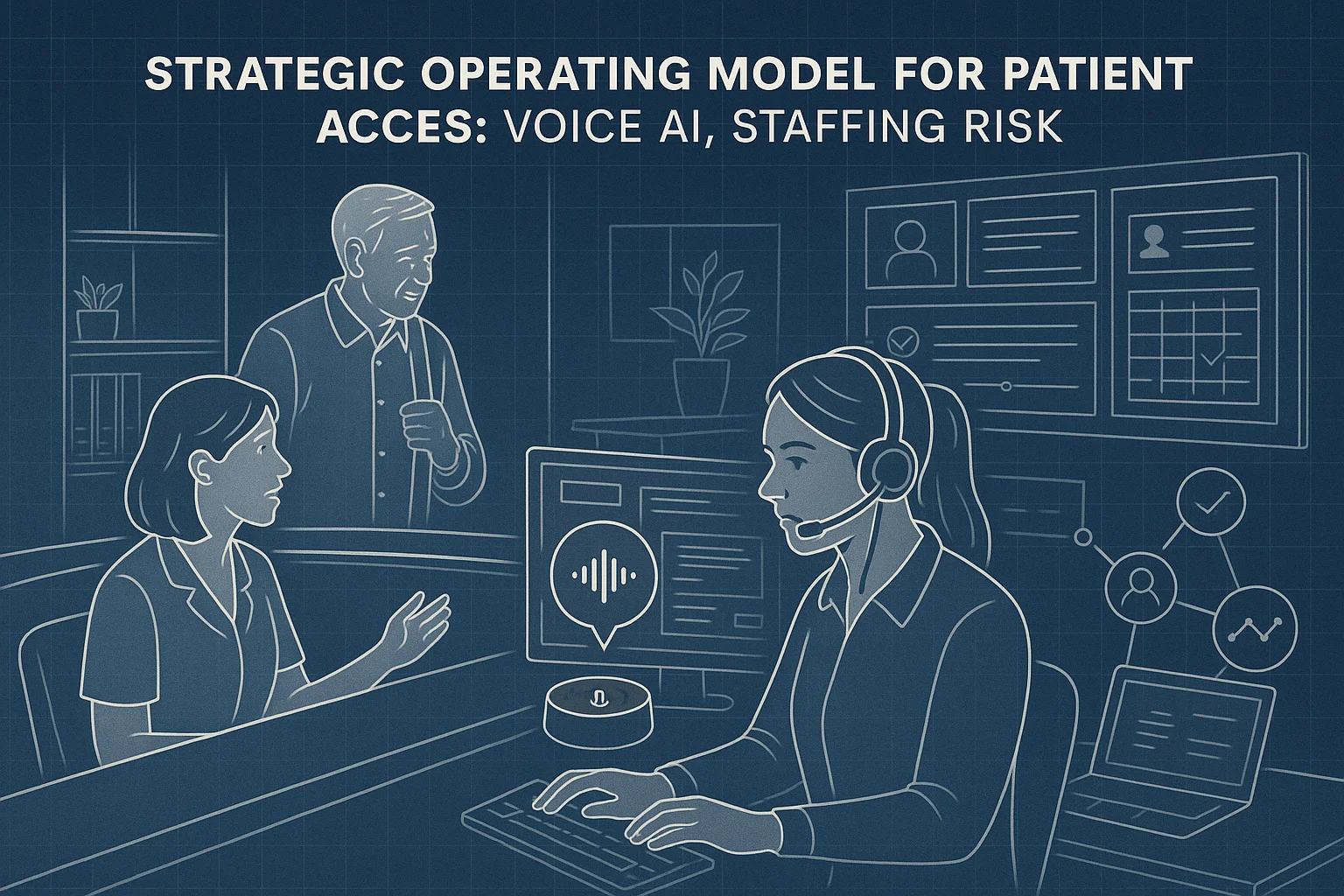 Clinic operations scene illustrating Voice AI patient access operating model