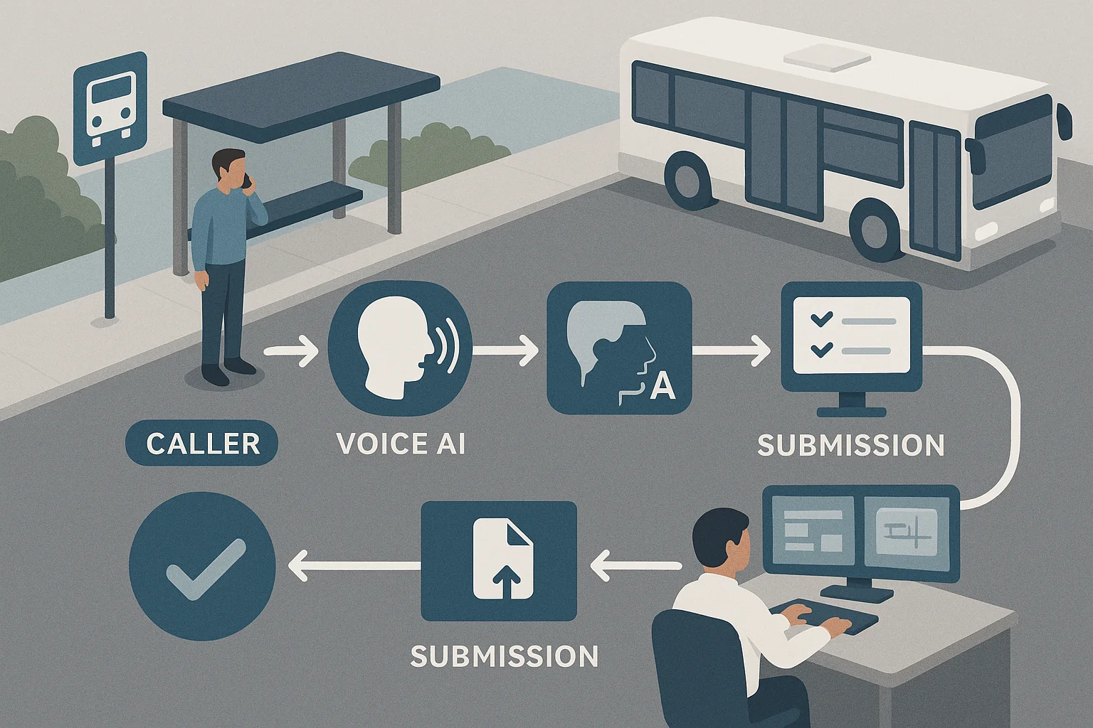 Workflow illustrating Transit Voice AI governance