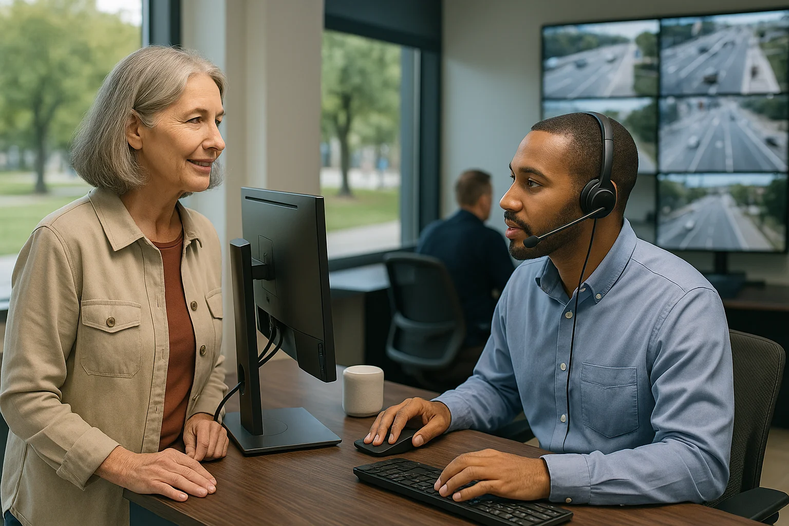 Public service resolution scene illustrating Municipal Voice AI operating model