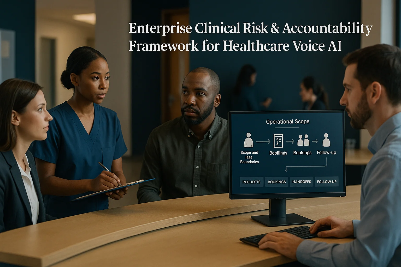 Healthcare outcomes dashboard illustrating Healthcare Voice AI risk framework