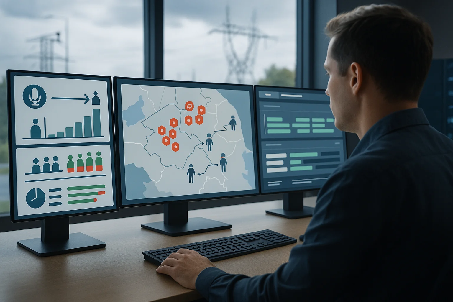 Utility operations dashboard illustrating Voice AI for utilities