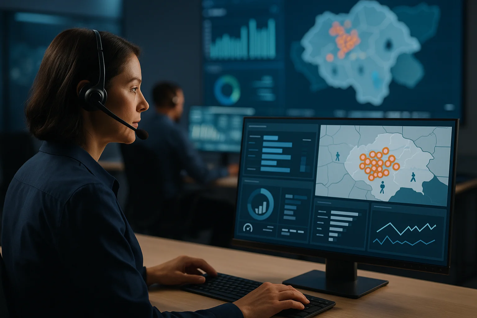 Utility operations dashboard illustrating utility voice AI measurement pipeline