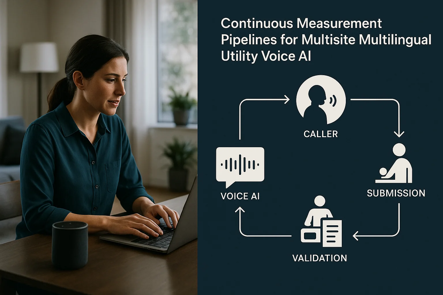 Workflow illustrating utility voice AI measurement pipeline