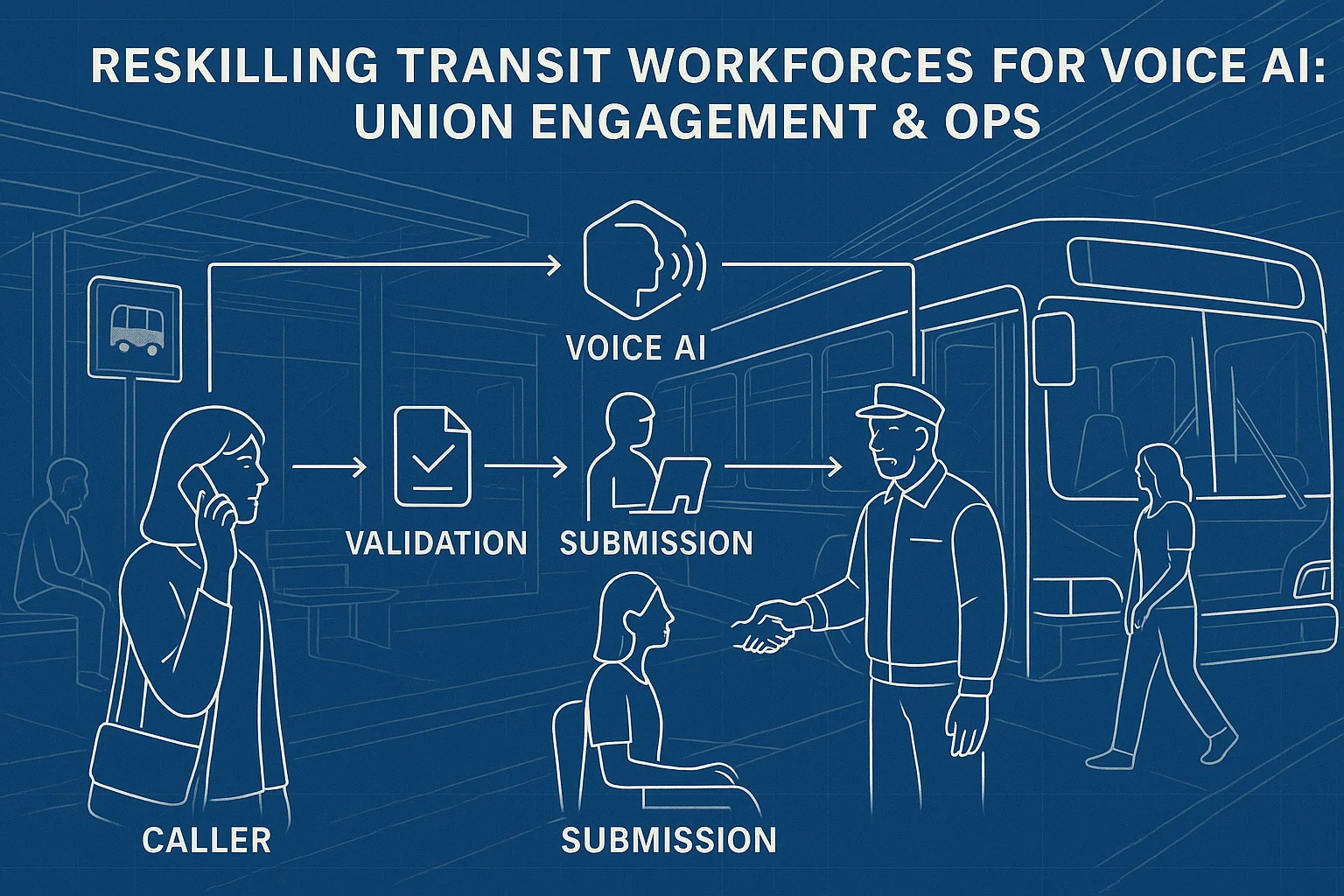 Workflow illustrating reskilling transit workforce voice AI