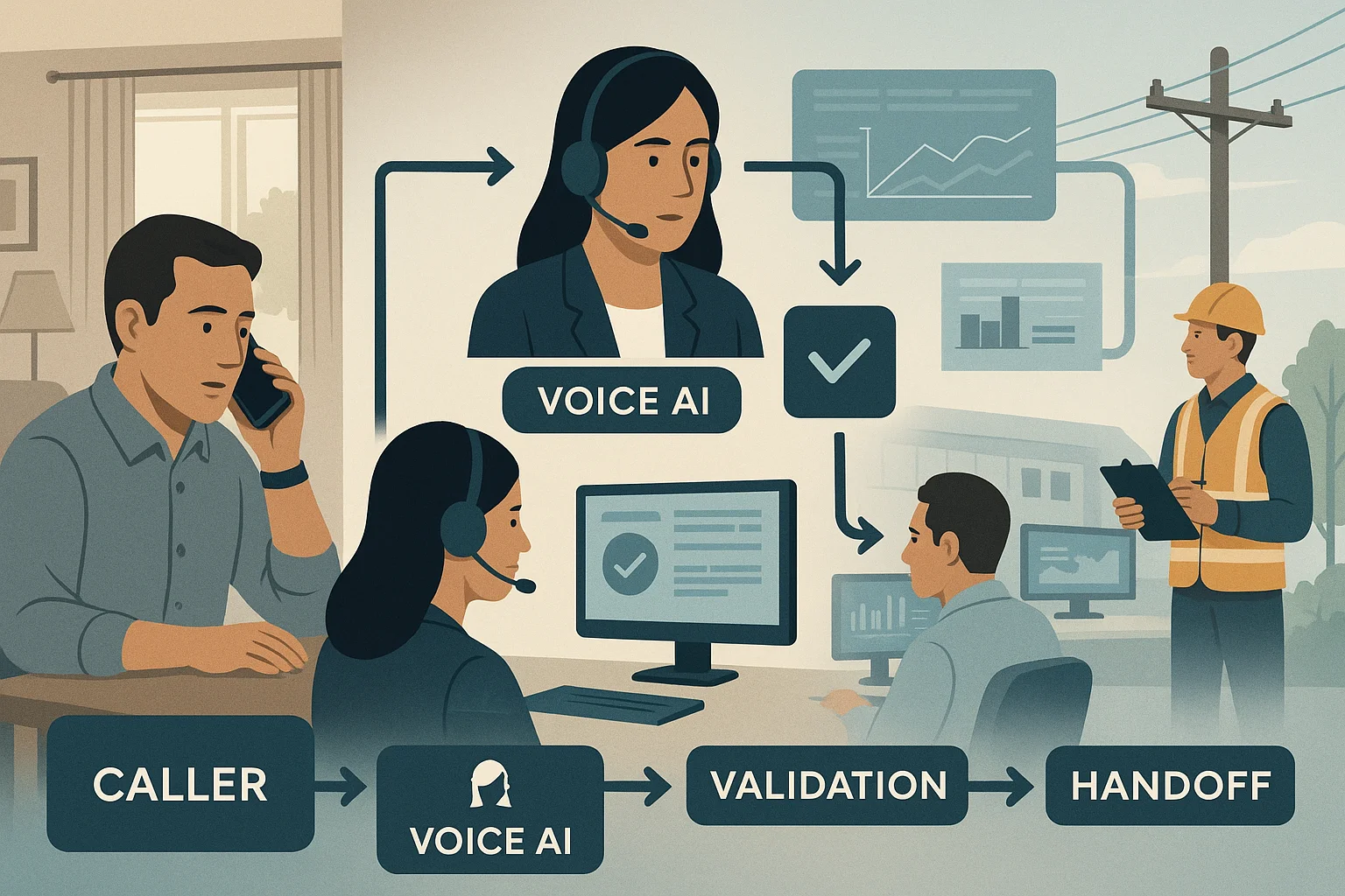 Workflow illustrating Voice AI in Utilities