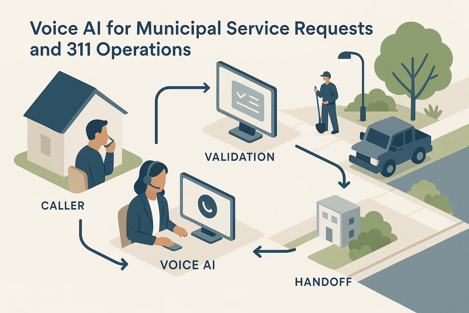 Workflow illustrating Voice AI 311 operations