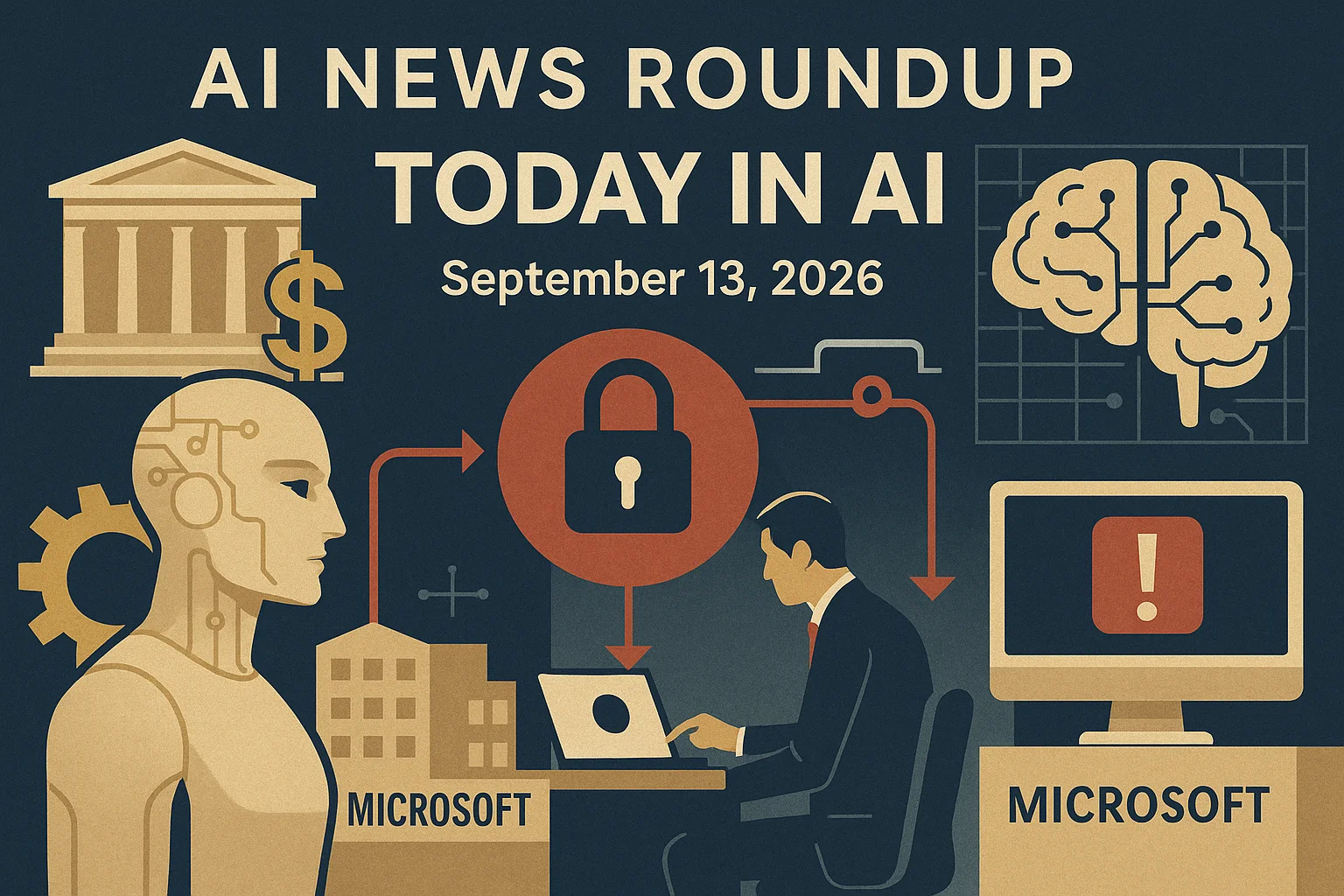 At-a-glance illustrated summary for AI News Roundup for September 13, 2026: Today’s Biggest AI, Policy and Market Updates dated September 13, 2026