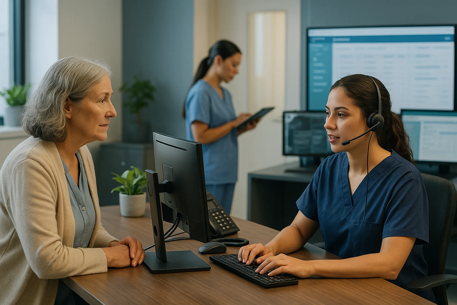 Clinic operations scene illustrating Voice AI approval pathway healthcare