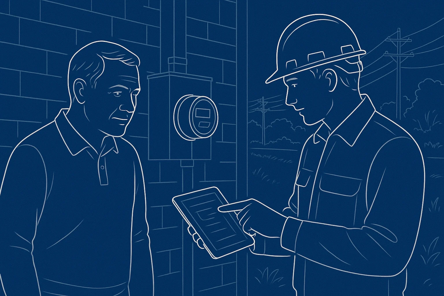 Field response scene illustrating Closed-loop QA Voice AI for utilities