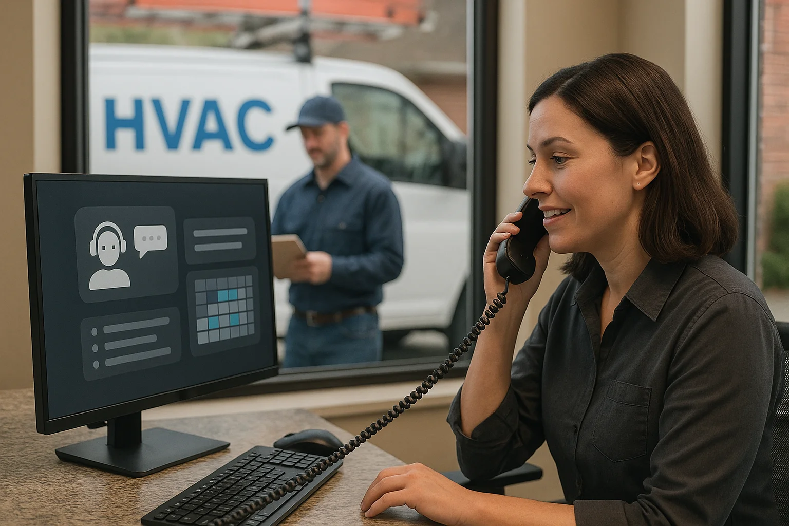 Feature comparison grid illustrating AI receptionist HVAC Canada