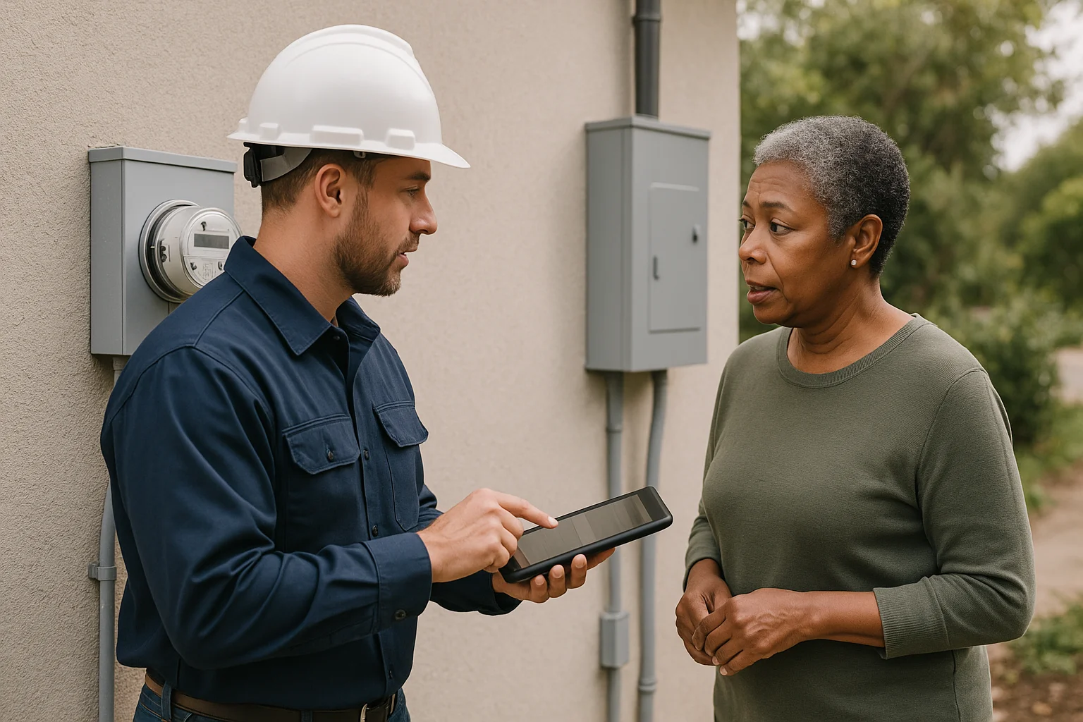 Field response scene illustrating predictive outage response Voice AI