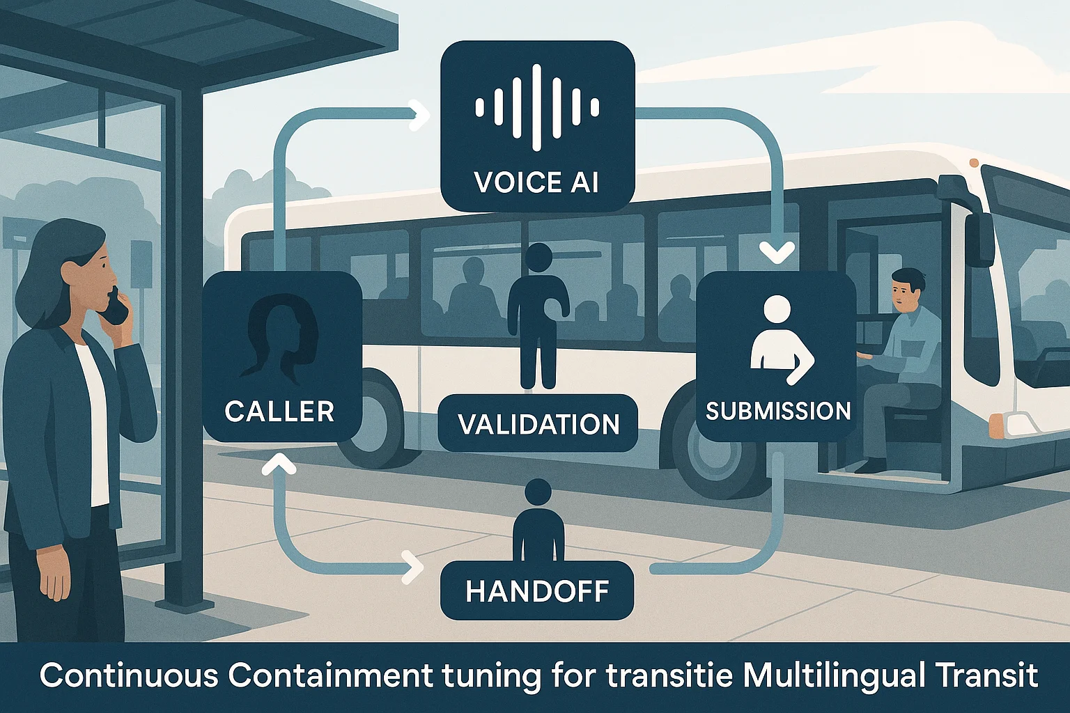 Workflow illustrating transit voice AI containment
