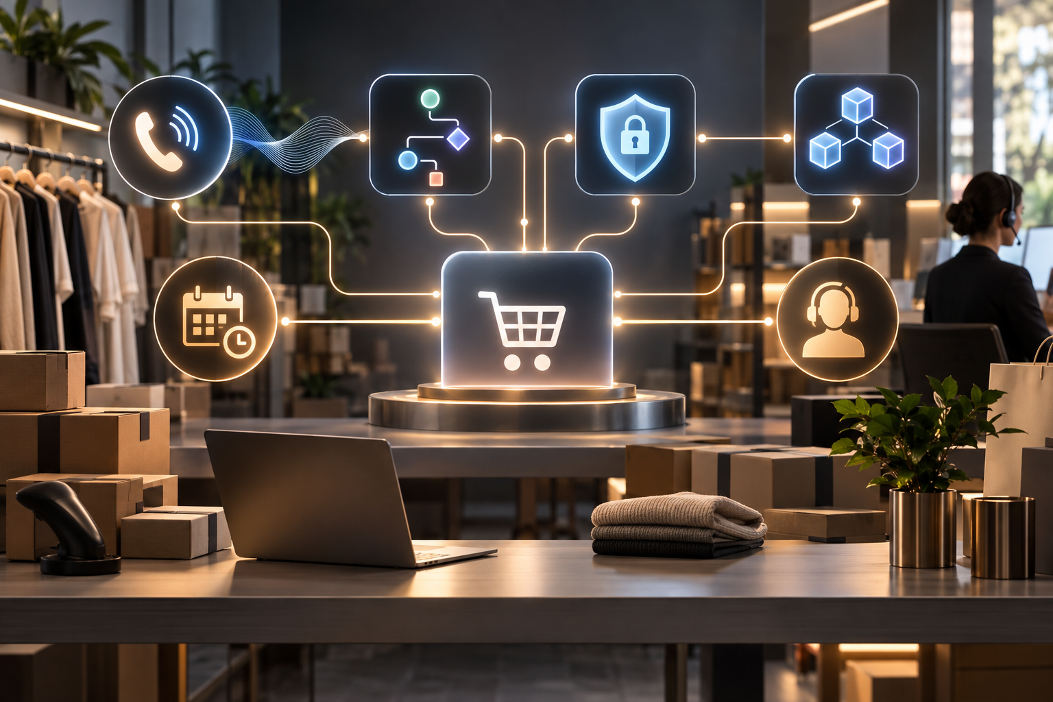 Voice AI and CRM integration architecture around BigCommerce
