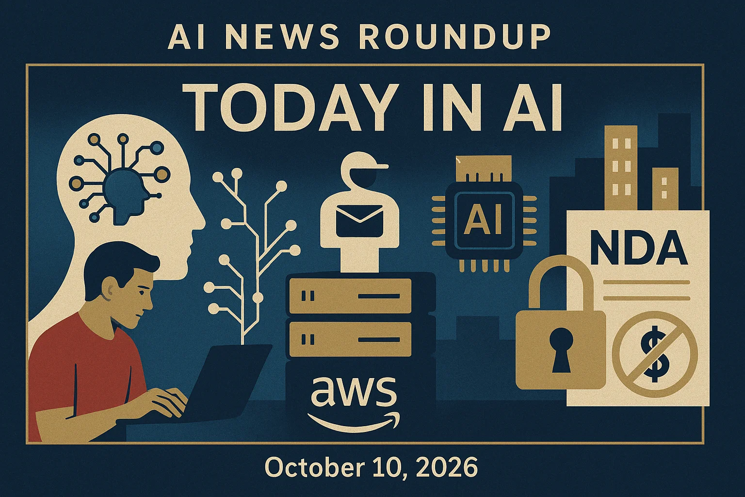 At-a-glance illustrated summary for AI News Roundup for October 10, 2026: Today’s Biggest AI, Policy and Market Updates dated October 10, 2026