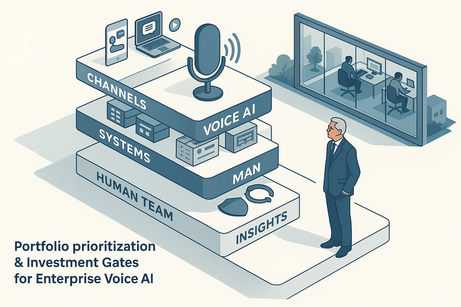 Managed service operating model illustrating Voice AI portfolio prioritization