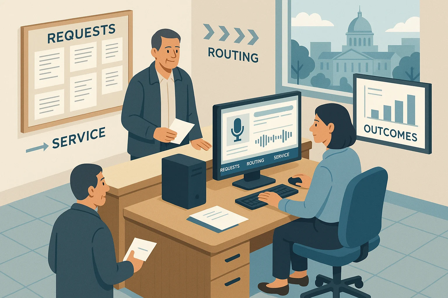 Municipal operations visual illustrating municipal voice AI public records