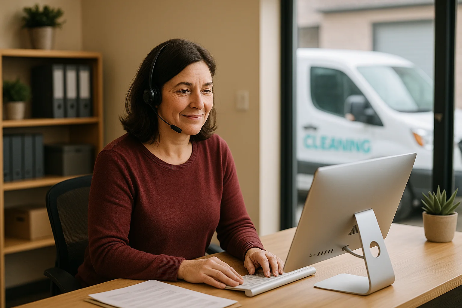 Feature comparison grid illustrating AI receptionist for cleaning companies
