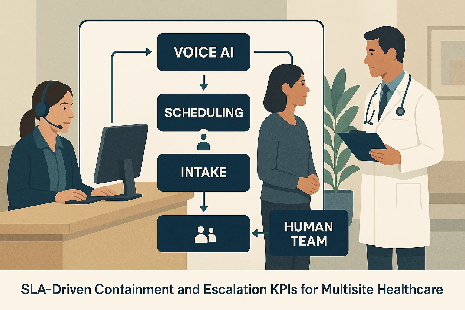 Healthcare system map illustrating Healthcare Voice AI KPIs