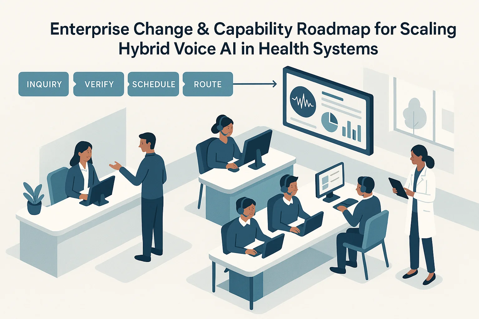 Patient service workflow illustrating Hybrid Voice AI in health systems