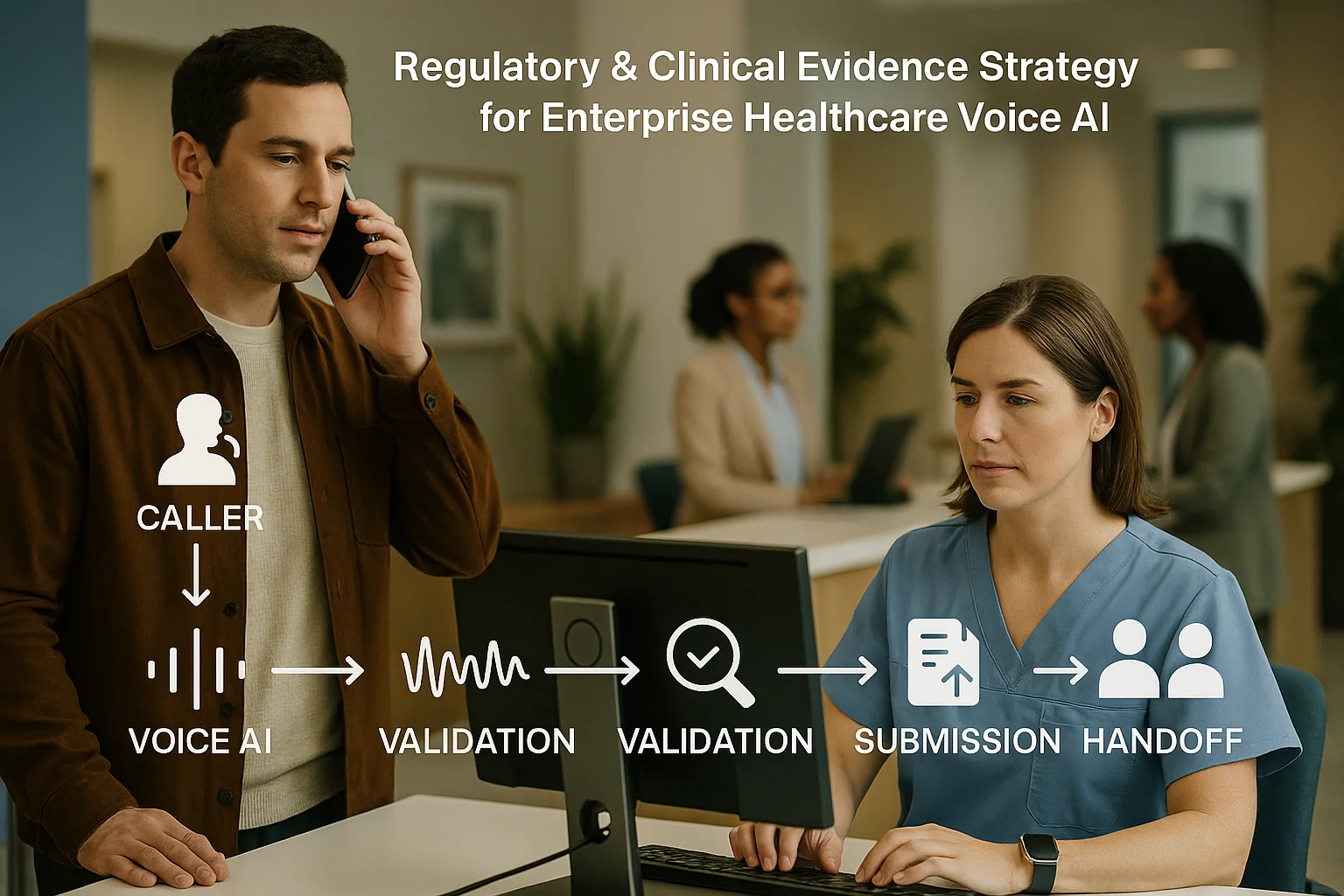 Workflow illustrating Healthcare Voice AI regulatory strategy
