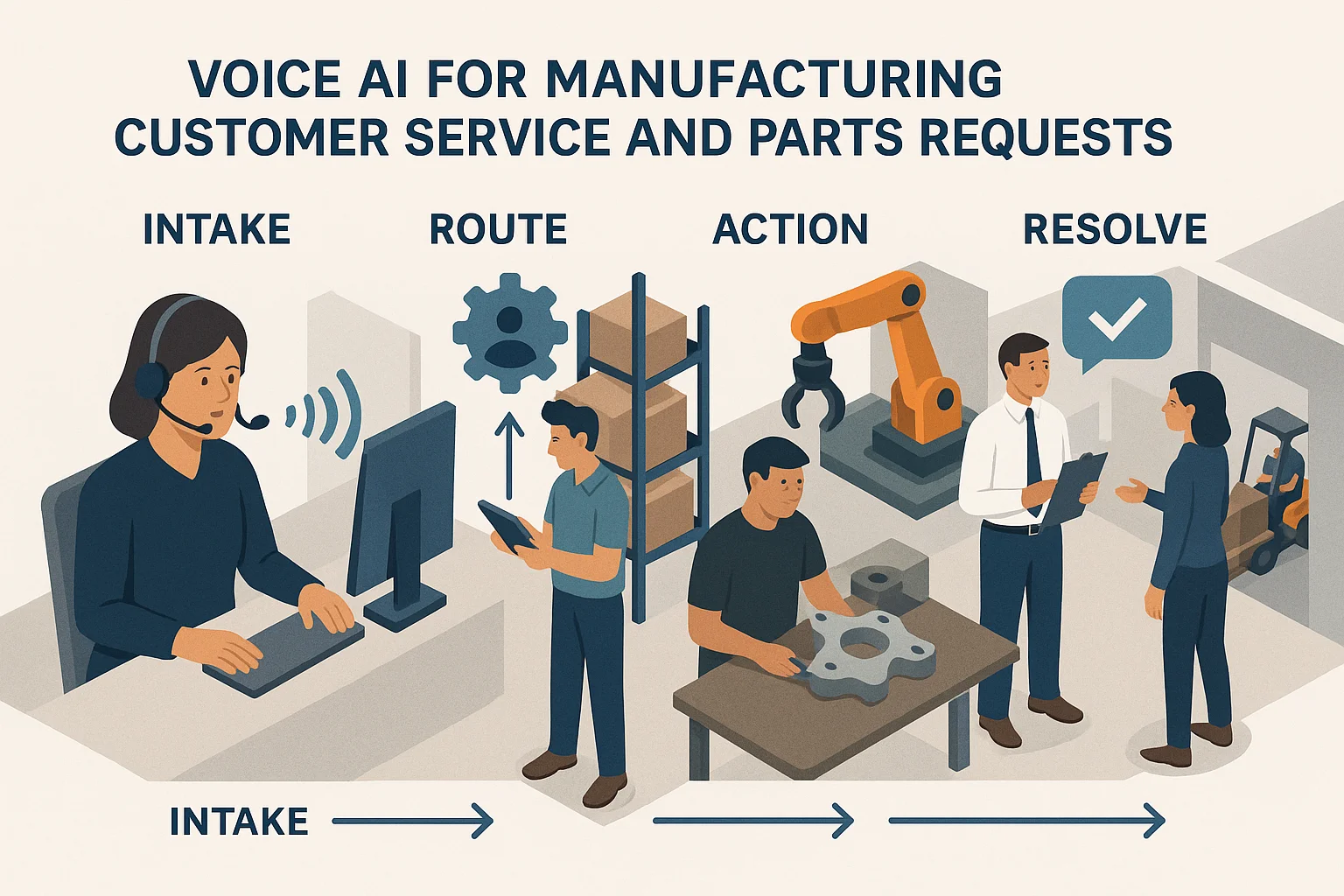 Resolution timeline illustrating Voice AI manufacturing customer service
