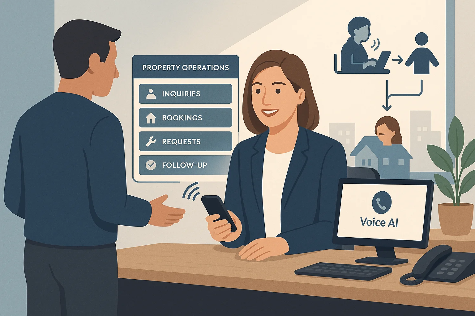 Property operations dashboard illustrating voice AI for real estate