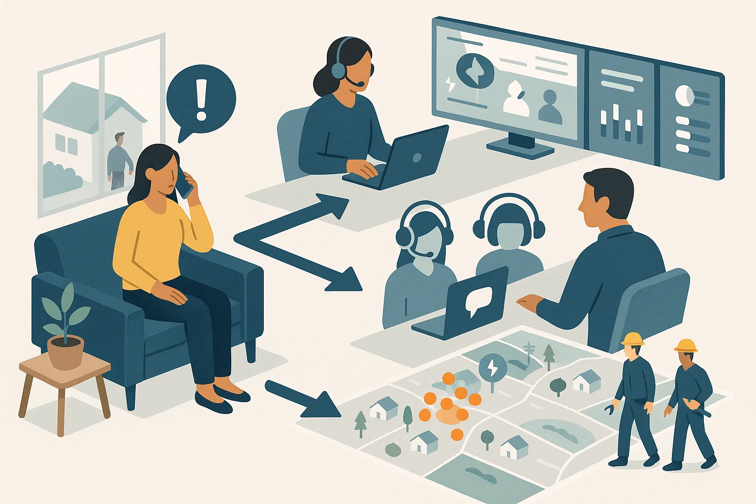 Utility operations dashboard illustrating Utility Voice AI rollout