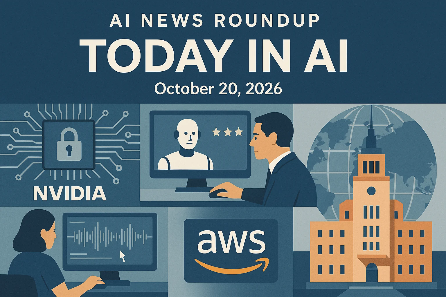 At-a-glance illustrated summary for AI News Roundup for October 20, 2026: Today’s Biggest AI, Policy and Market Updates dated October 20, 2026