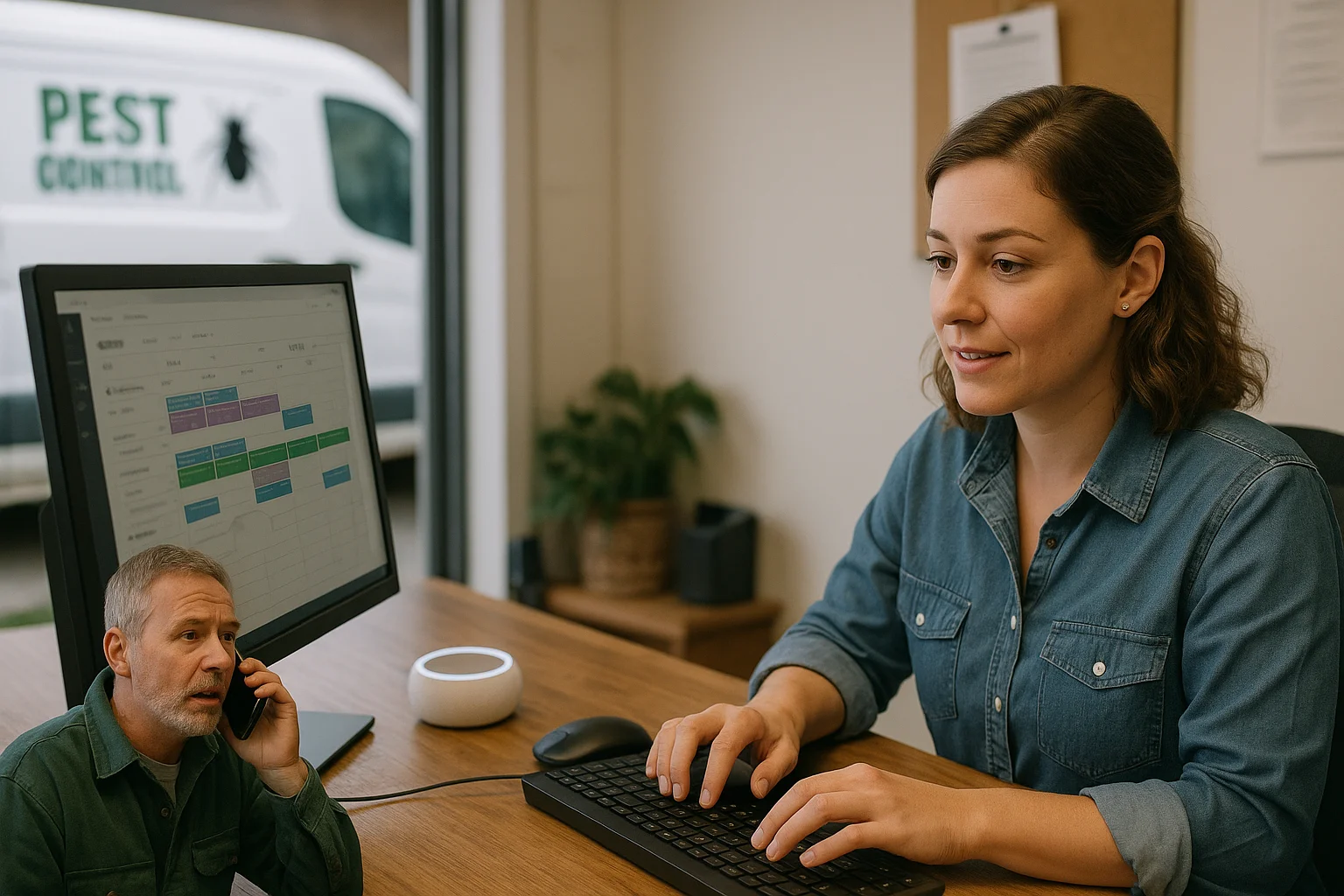 Feature comparison grid illustrating AI receptionist for pest control