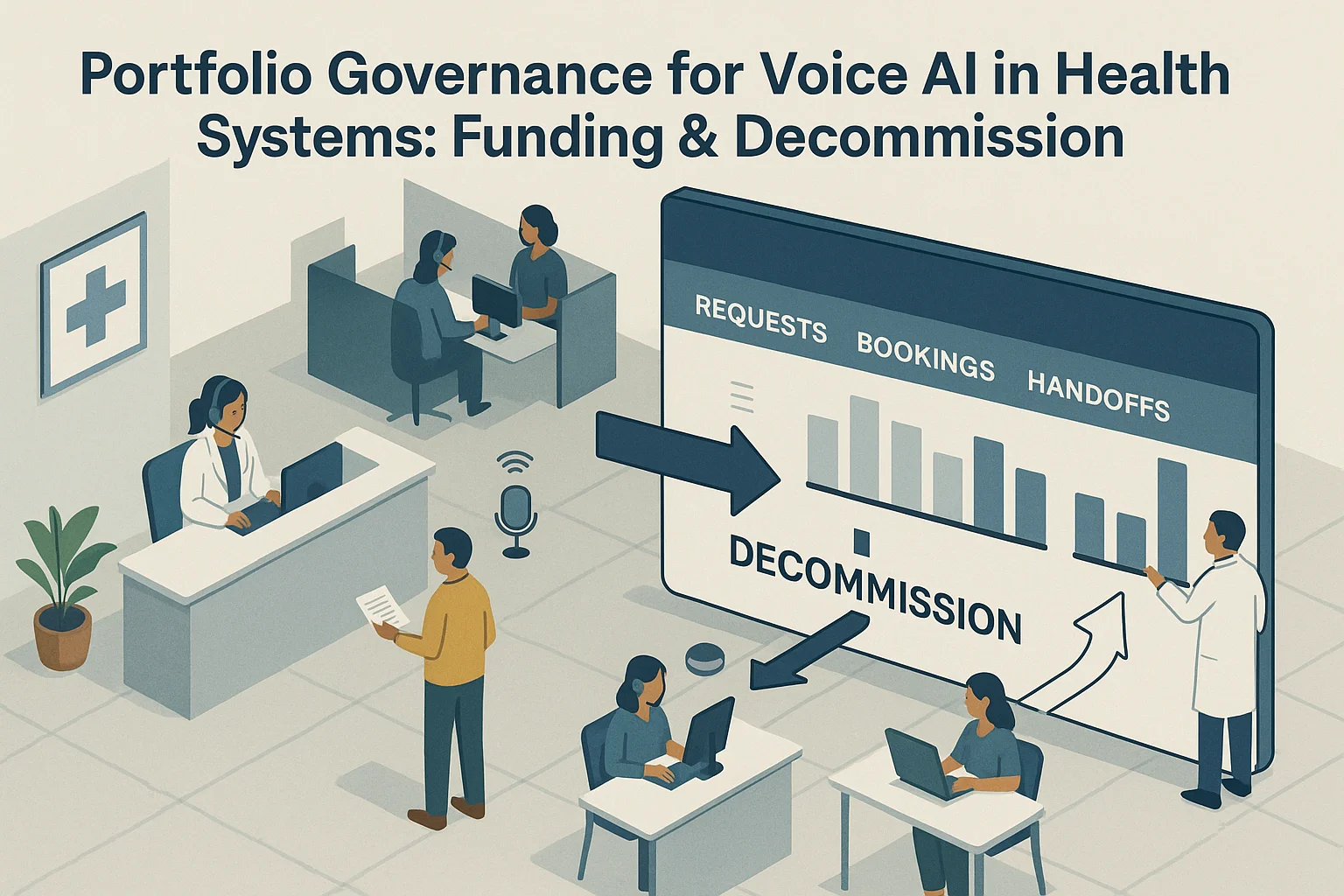 Healthcare outcomes dashboard illustrating voice AI governance healthcare