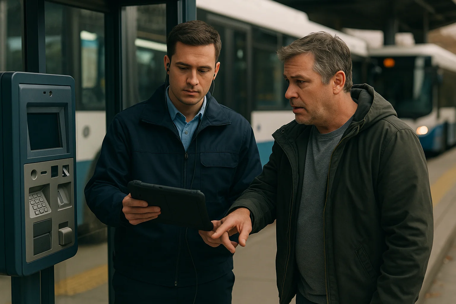 Field service scene illustrating Multisite Transit Voice AI SLOs
