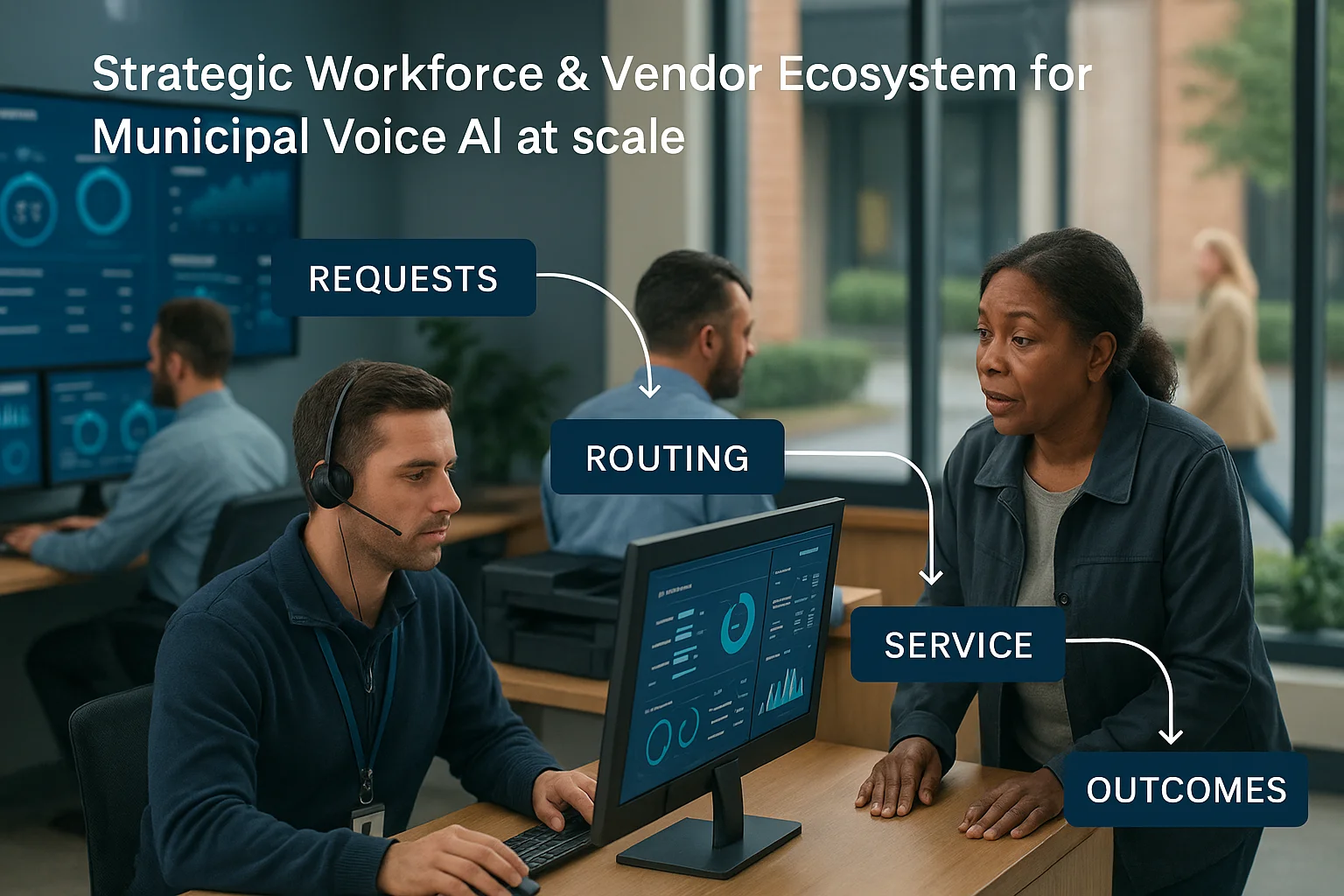 Municipal operations visual illustrating Municipal Voice AI operating model