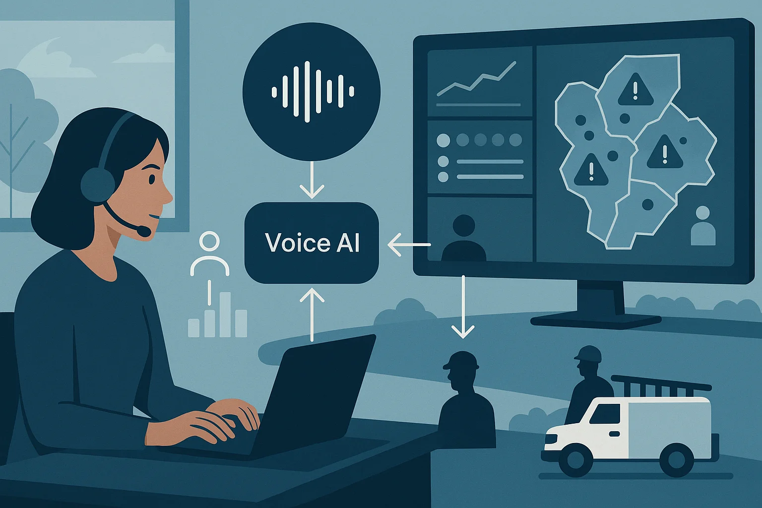 Utility operations dashboard illustrating Voice AI operational control plane