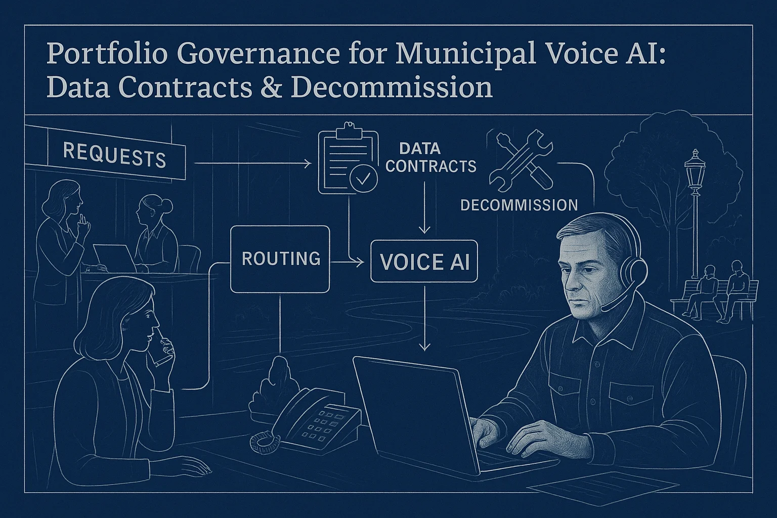 Municipal operations visual illustrating Municipal Voice AI governance