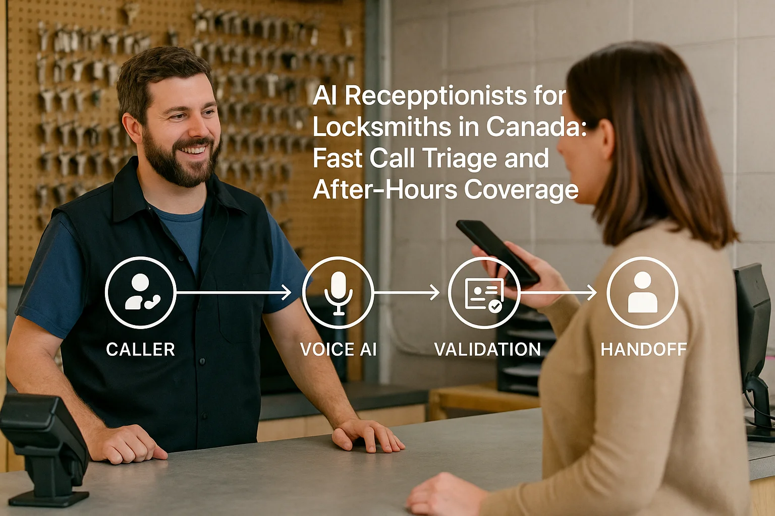 Workflow illustrating AI receptionist for locksmiths