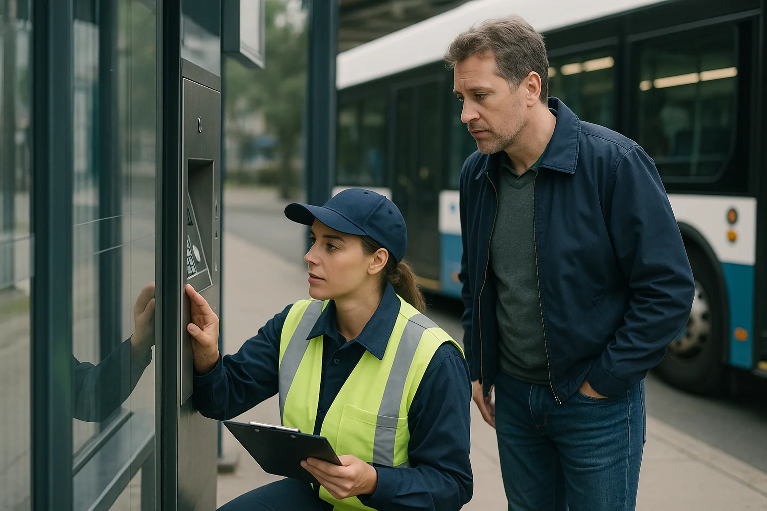 Field service scene illustrating multisite transit voice AI optimization