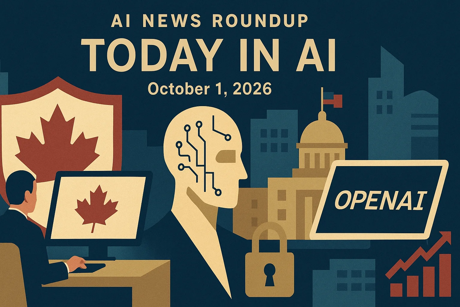 At-a-glance illustrated summary for AI News Roundup for October 1, 2026: Today’s Biggest AI, Policy and Market Updates dated October 1, 2026