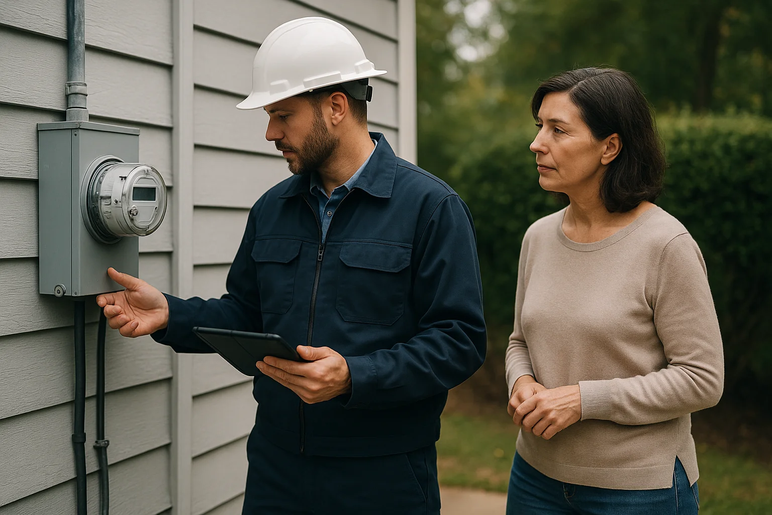 Field response scene illustrating Voice AI for utility outage communications