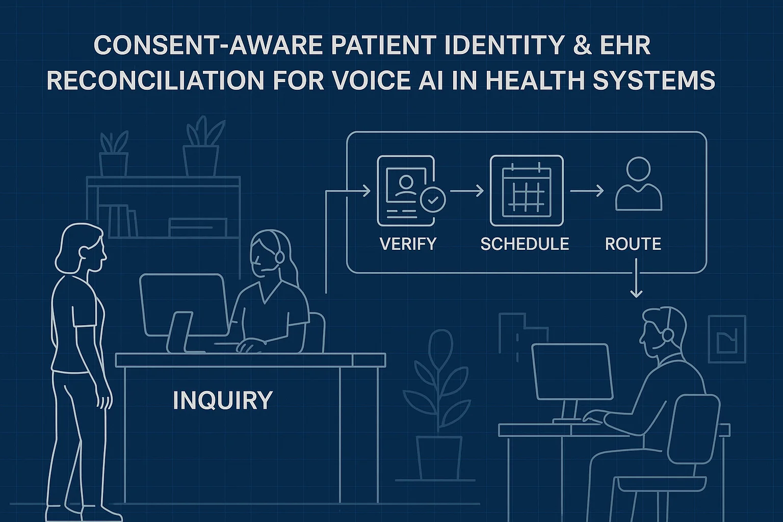 Patient service workflow illustrating Voice AI patient identity