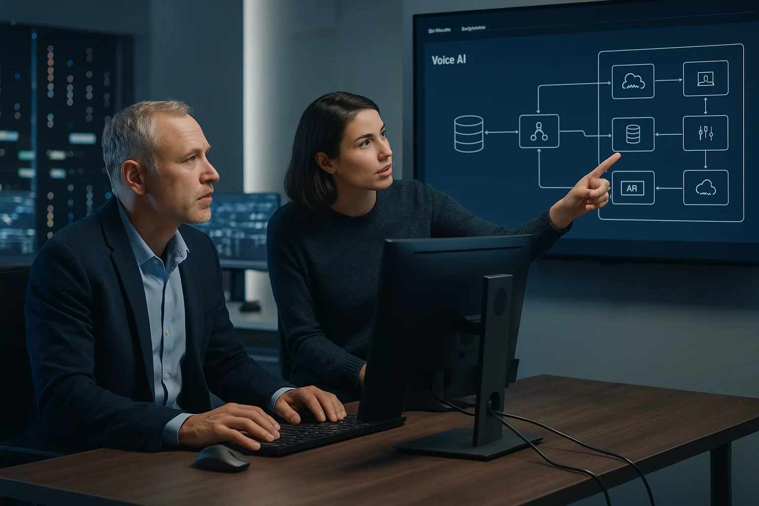Human escalation scene illustrating Voice AI vendor evaluation