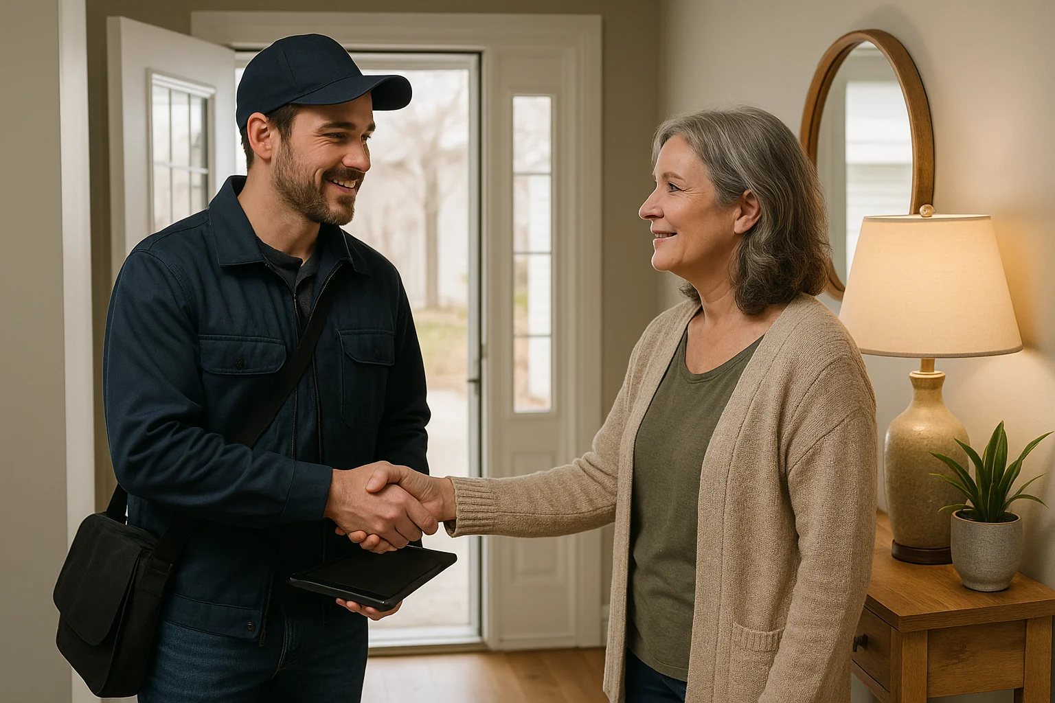 Customer resolution scene illustrating AI receptionist Canada