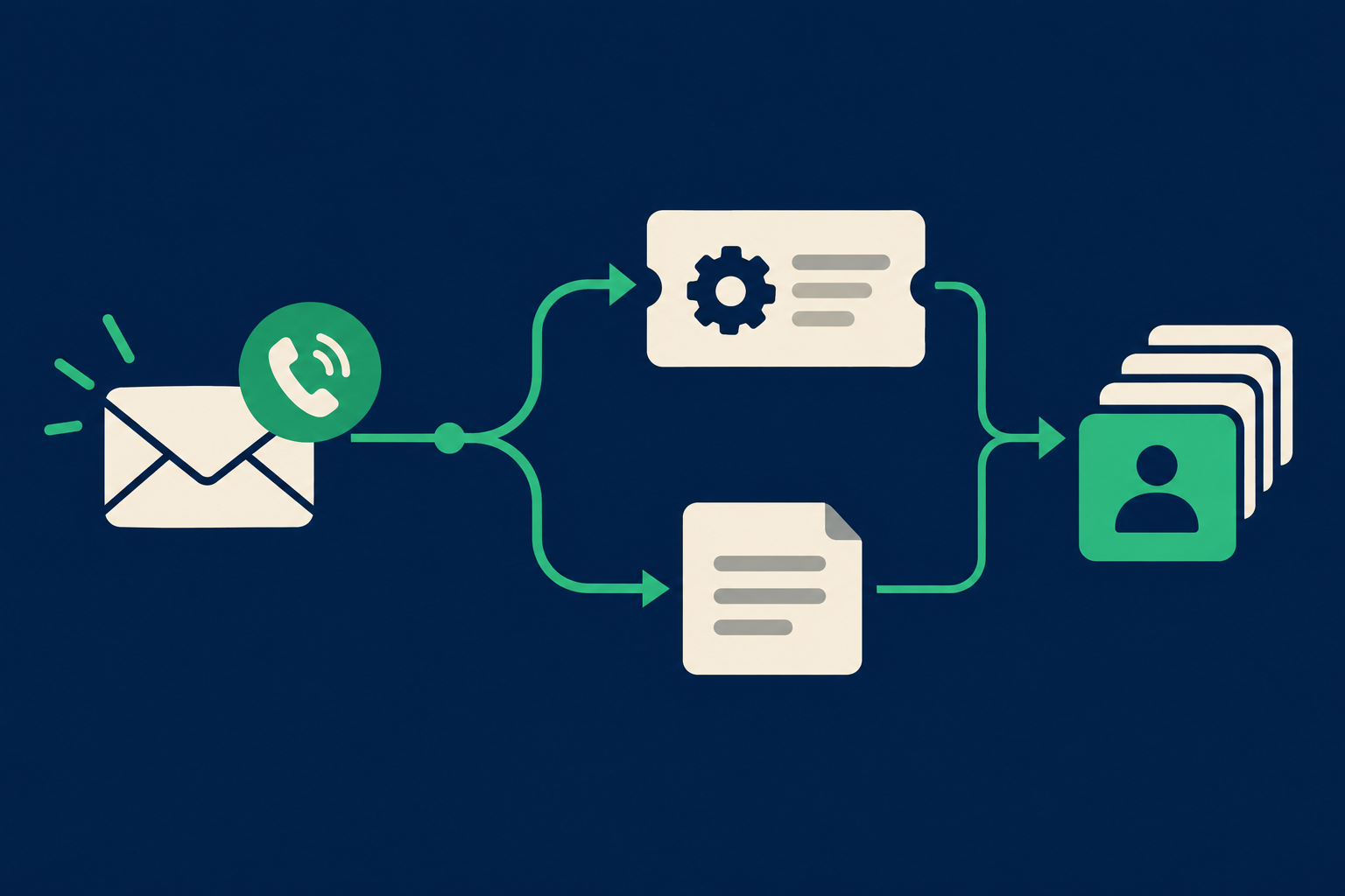 Illustrative support-request tracking workflow for Zoho CRM: Tasks, notes and case/ticket creation