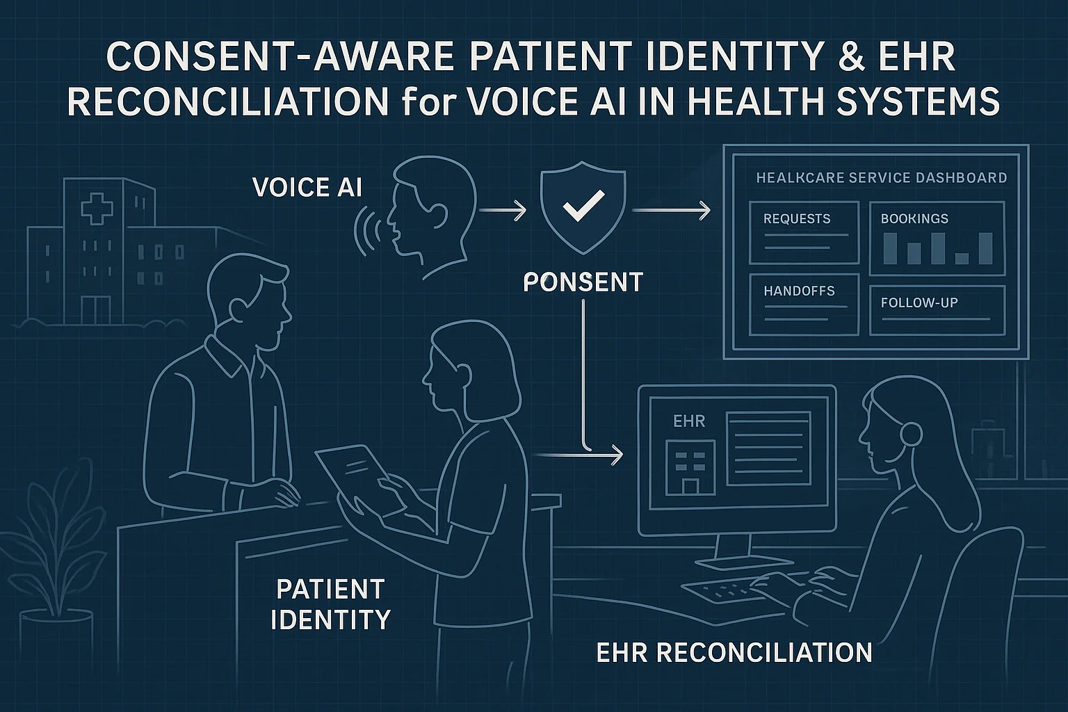 Healthcare outcomes dashboard illustrating Voice AI patient identity