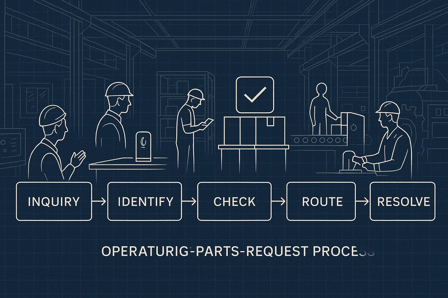 Parts request process illustrating Voice AI QA SLAs manufacturing
