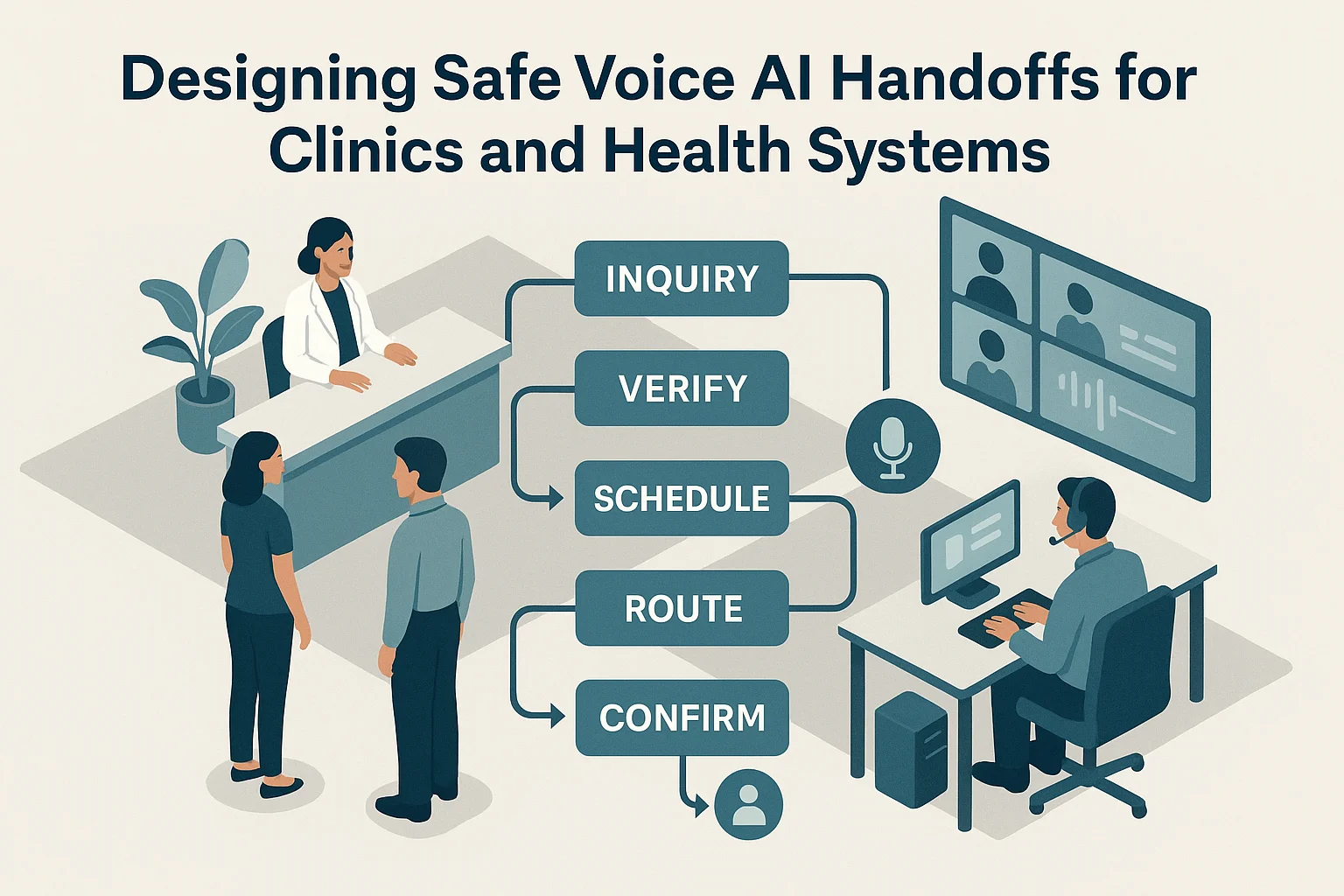 Patient service workflow illustrating Voice AI handoff healthcare