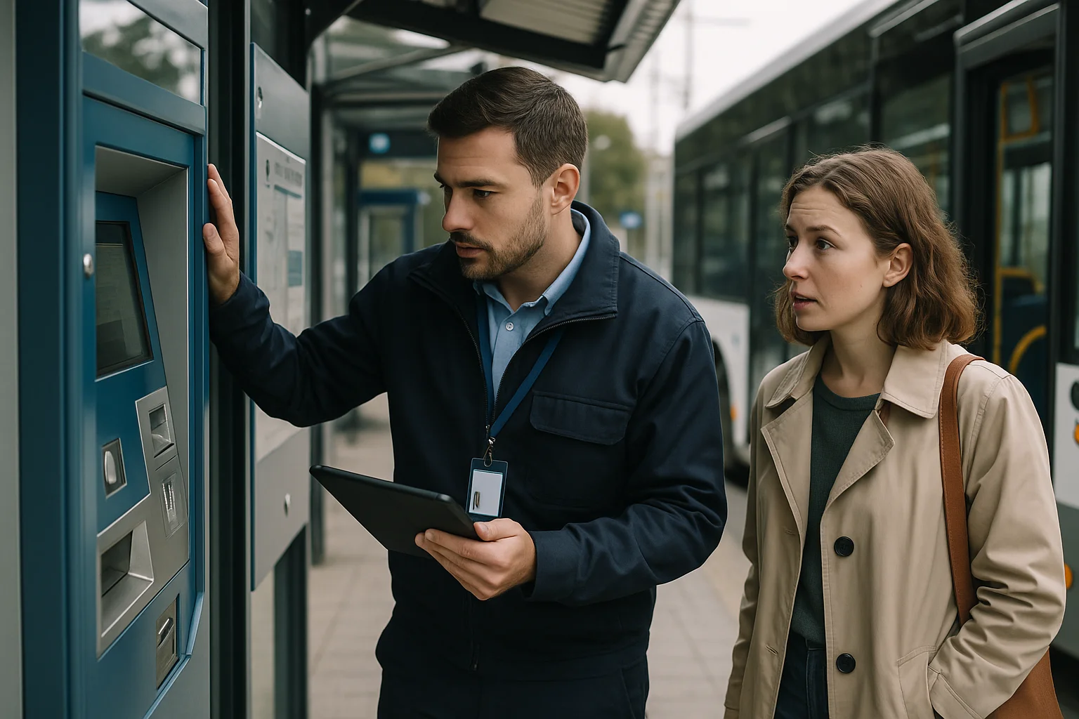 Field service scene illustrating transit voice AI containment