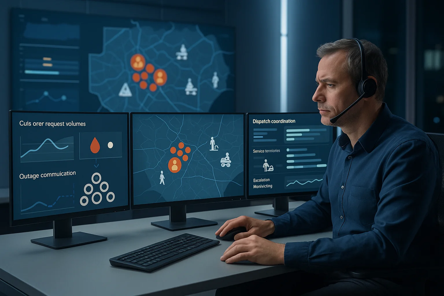 Utility operations dashboard illustrating Voice AI vendor evaluation